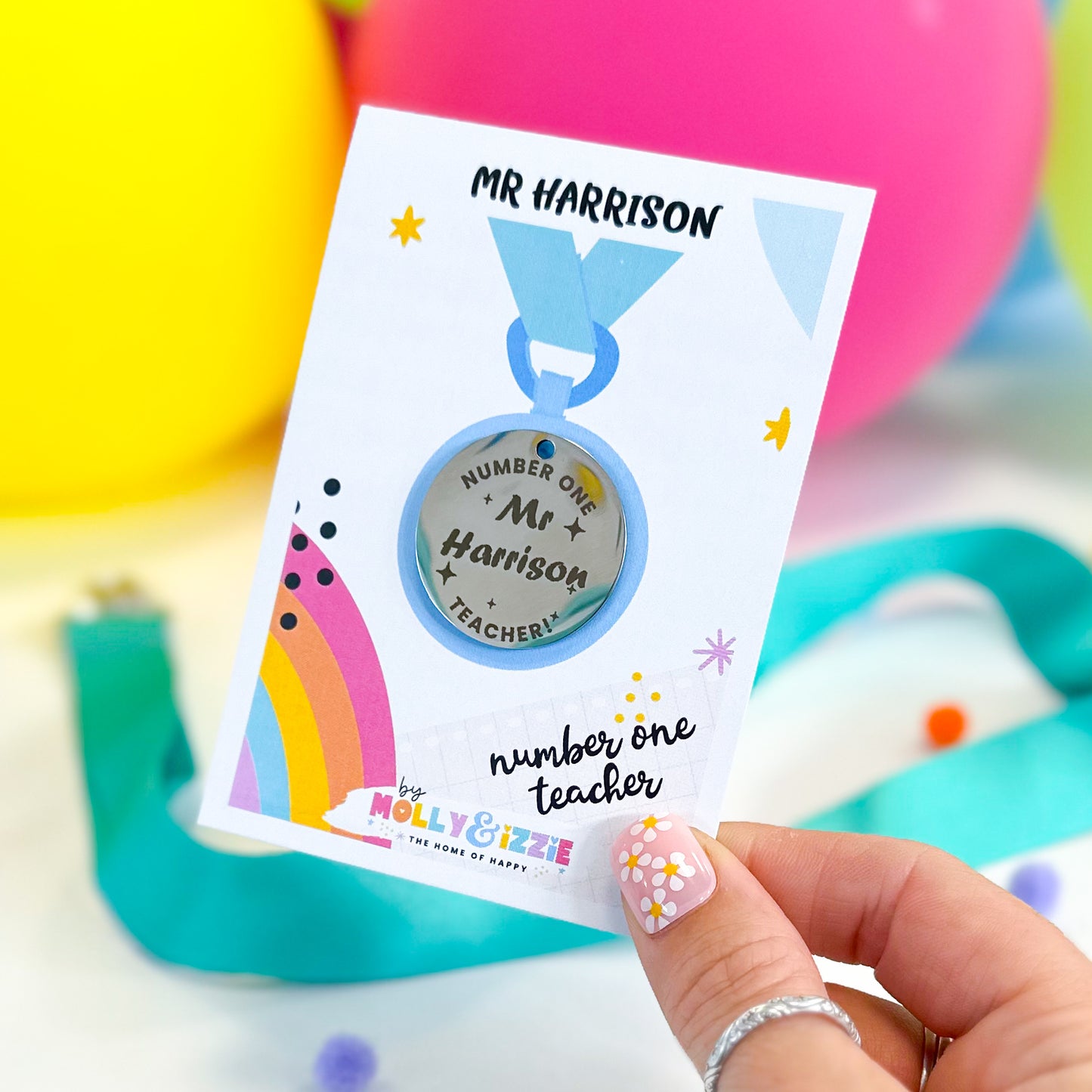 Numer One Teacher Personalised Medal
