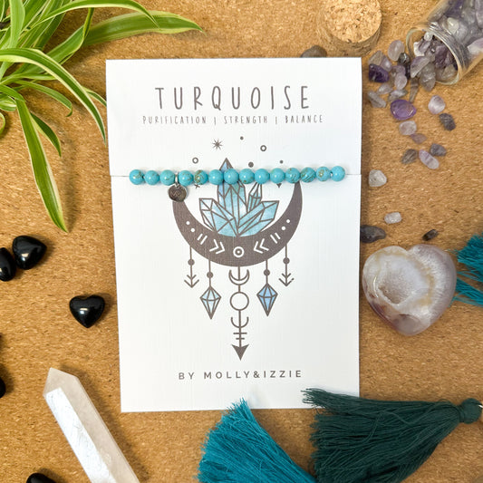 Turquoise Crystal Bead Stretch Bracelet