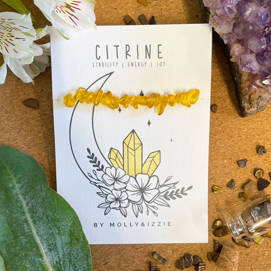 Citrine Crystal Chip Stretch Bracelet