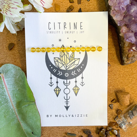 Citrine Crystal Bead Stretch Bracelet