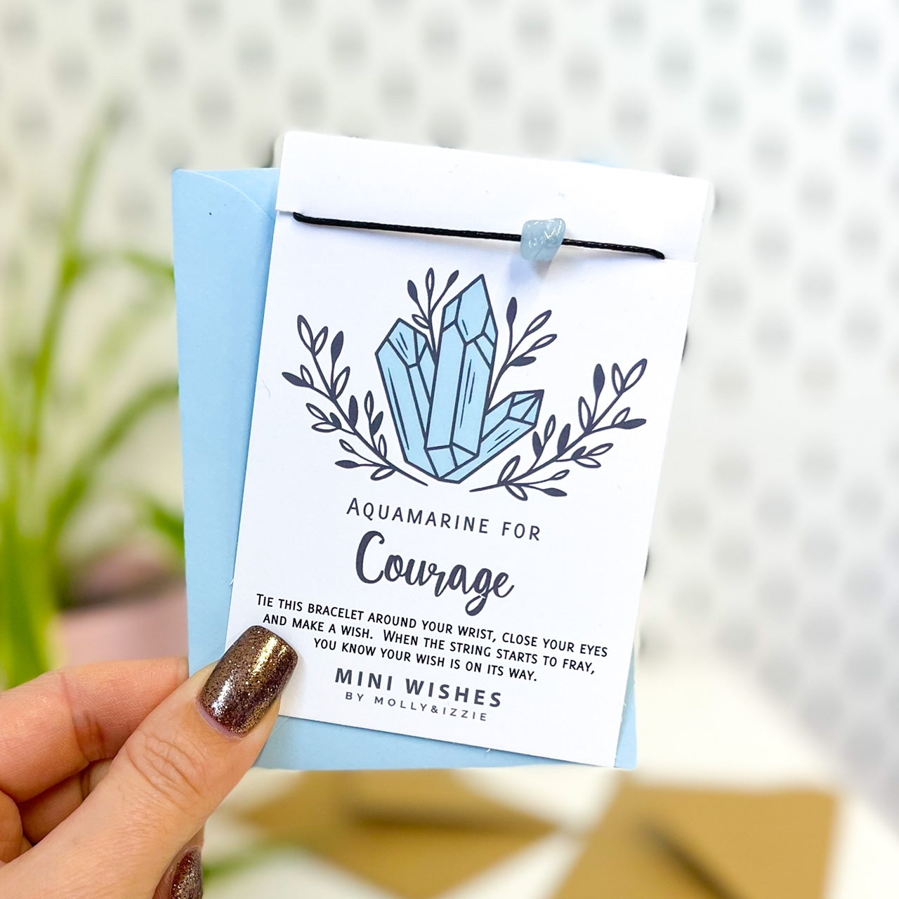 Aquamarine For Courage Crystal Mini Wish Bracelet