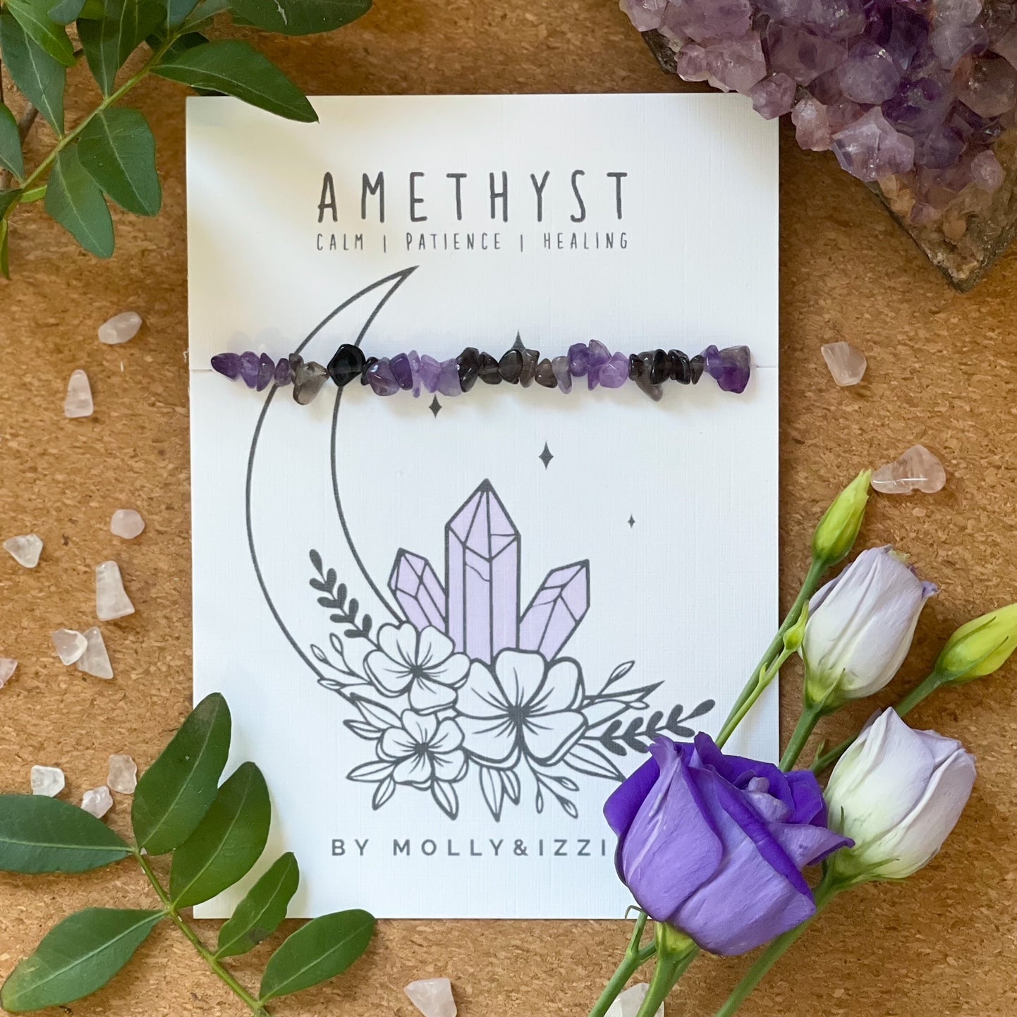 Amethyst Crystal Chip Stretch Bracelet