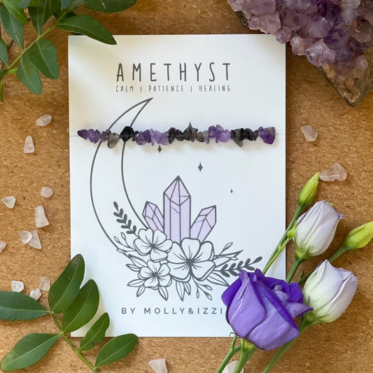 Amethyst Crystal Chip Stretch Bracelet