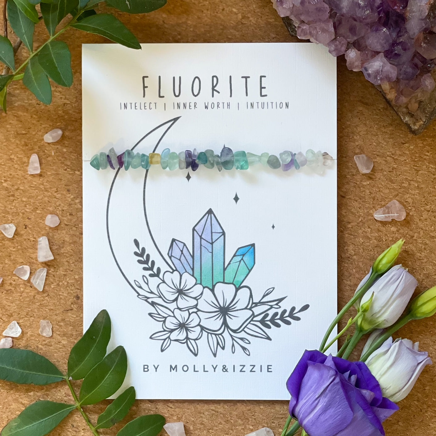 Fluorite Crystal Chip Stretch Bracelet