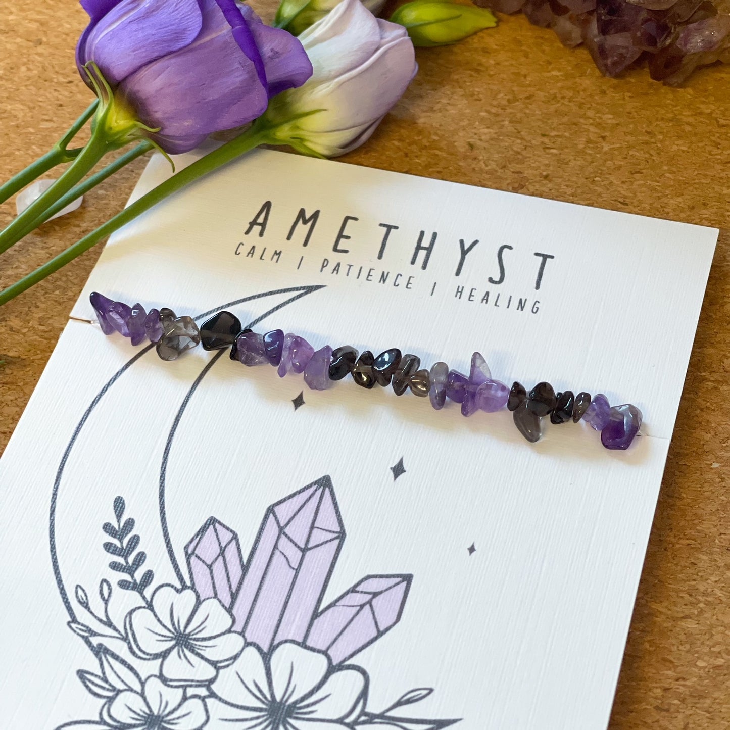 Amethyst Crystal Chip Stretch Bracelet