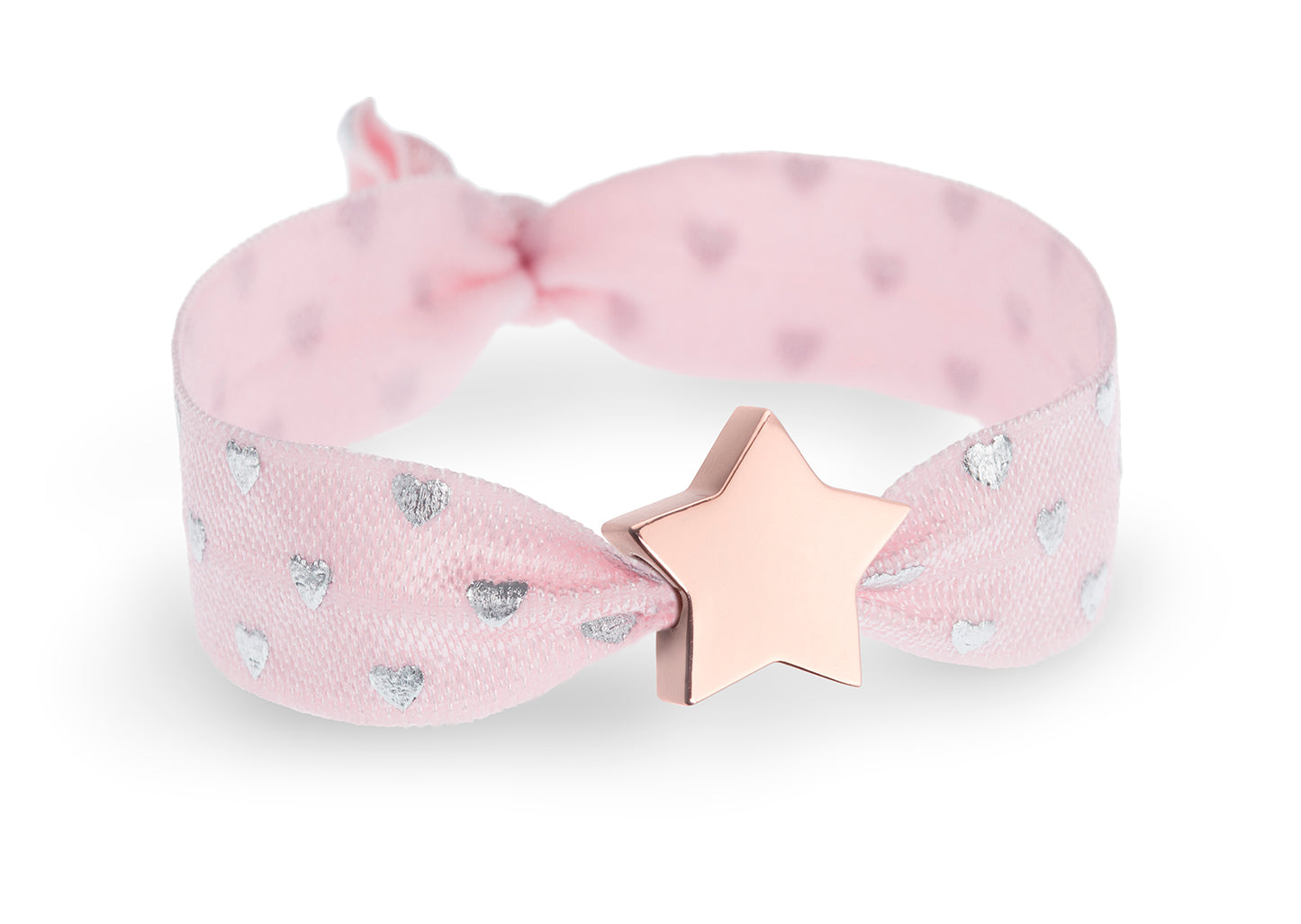 Soft Pink & Silver Hearts Metallic Print