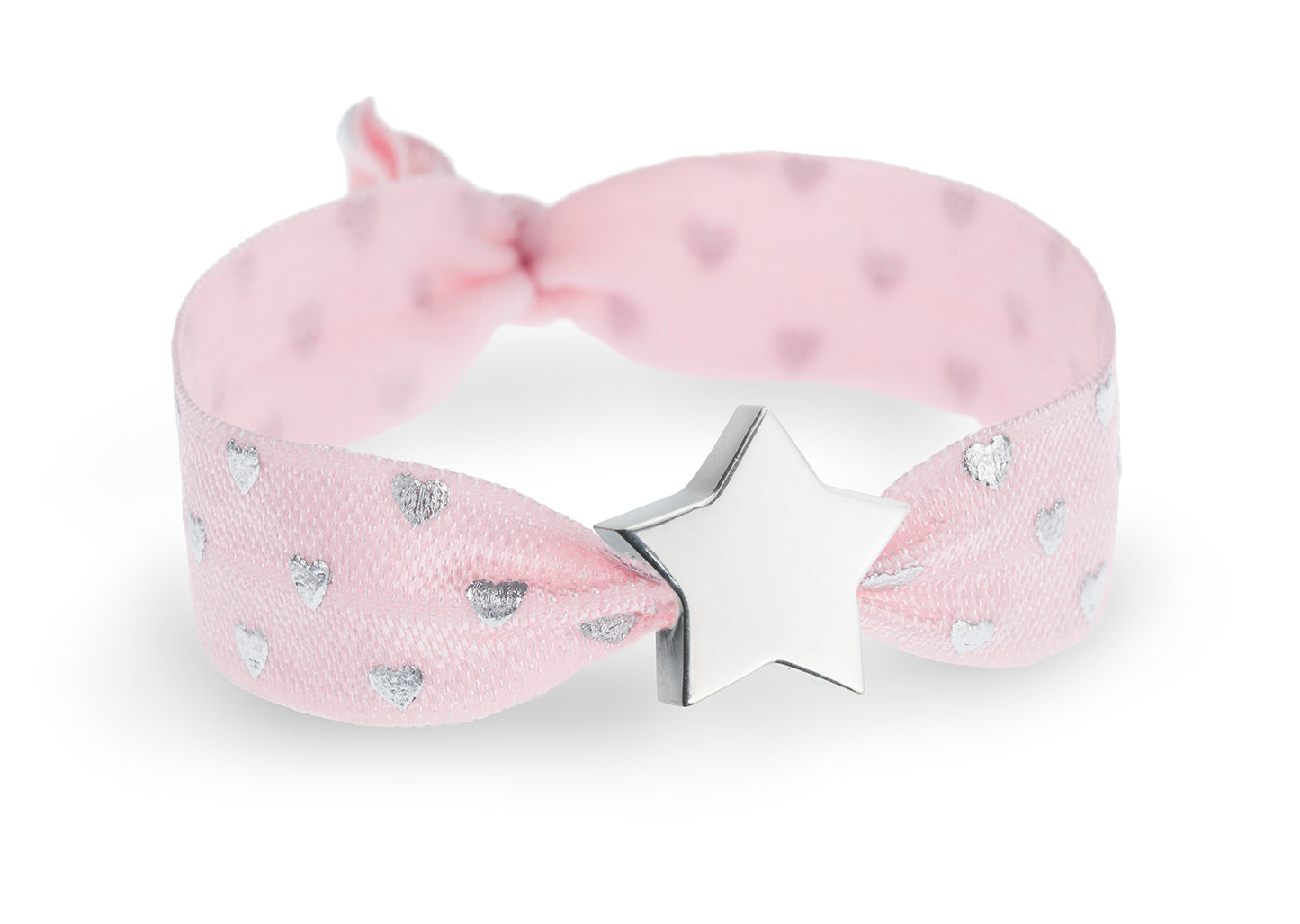 Soft Pink & Silver Hearts Metallic Print