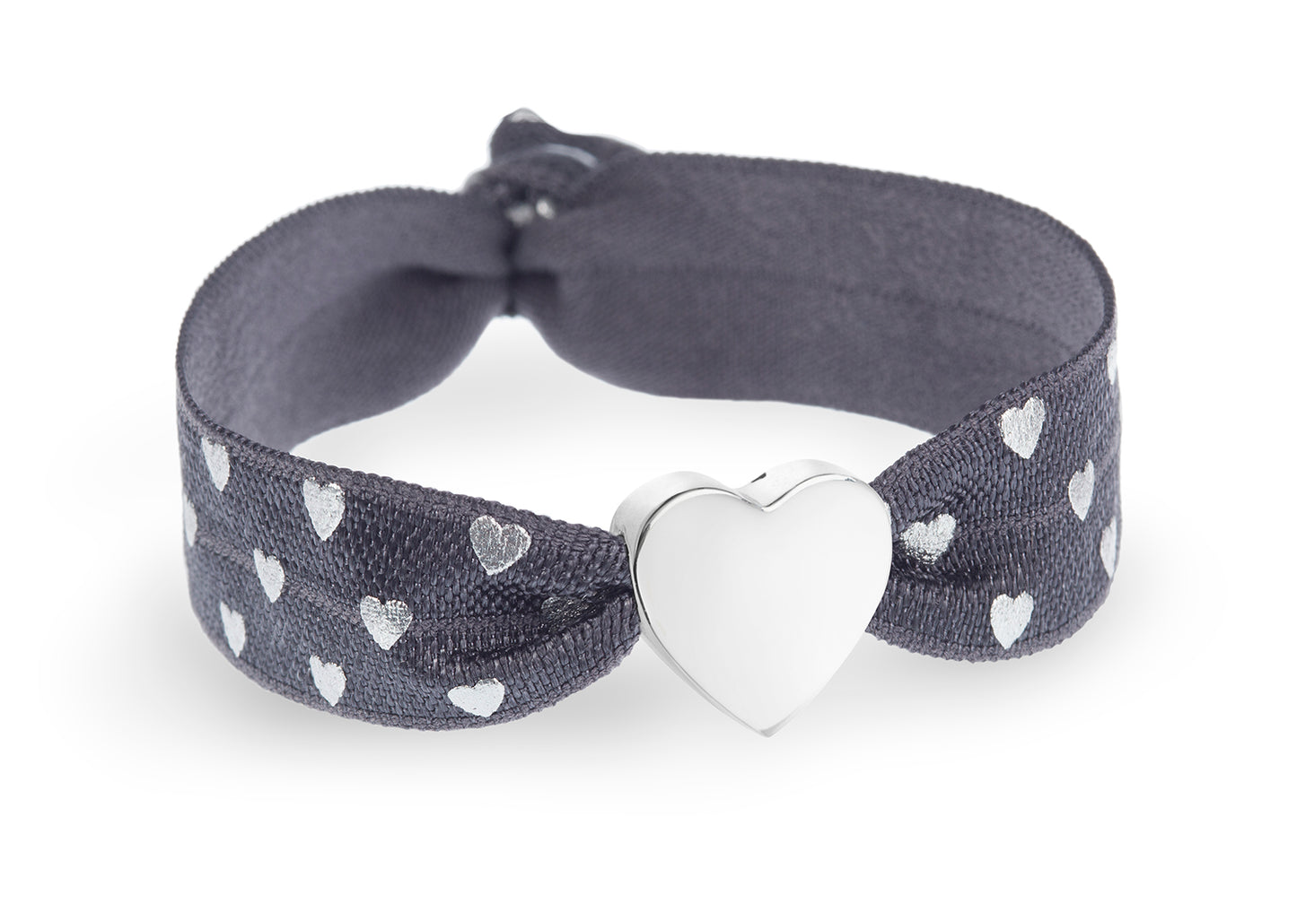 Charcoal & Silver Hearts Metallic Print