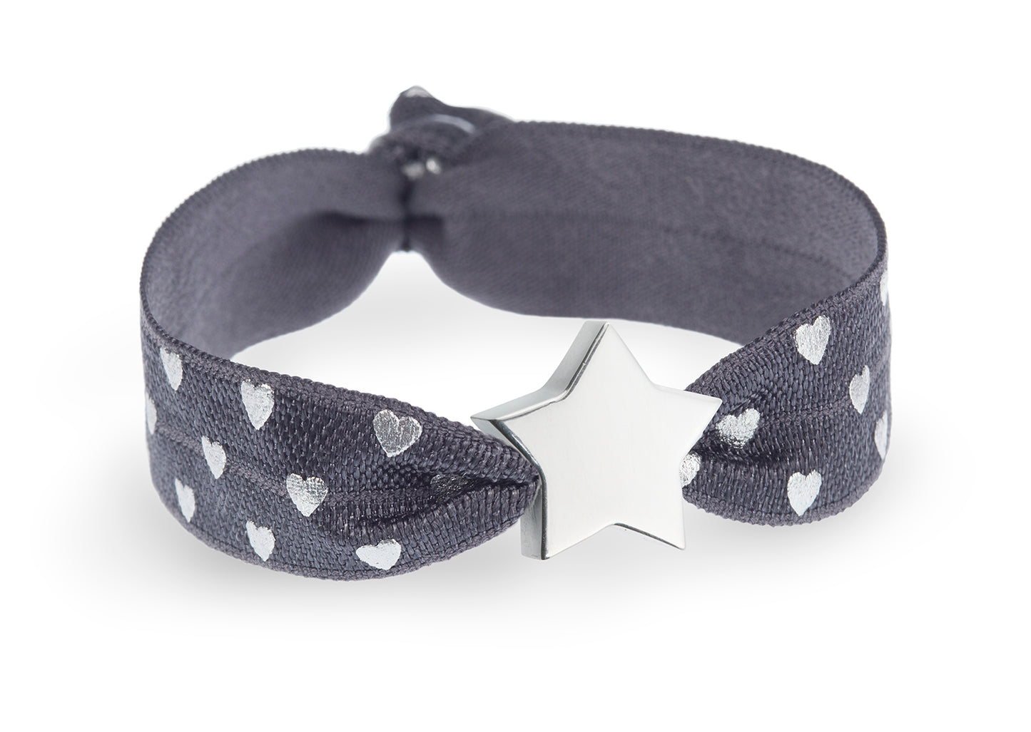 Charcoal & Silver Hearts Metallic Print