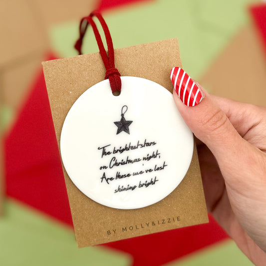 Sentimental Christmas Star Ceramic Disc Decoration