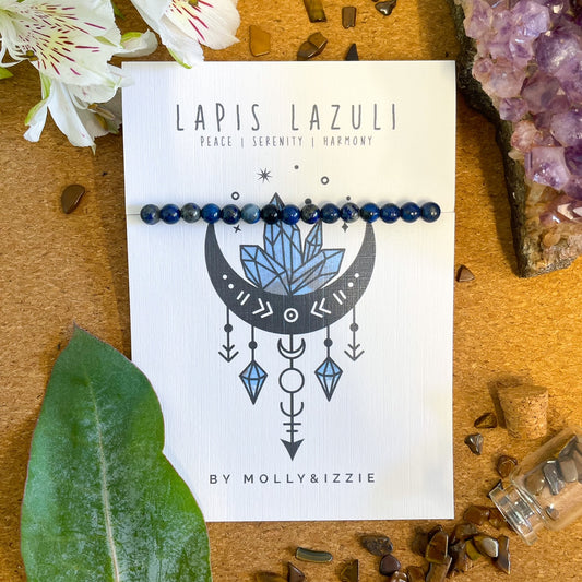 Lapis Lazuli Crystal Bead Stretch Bracelet