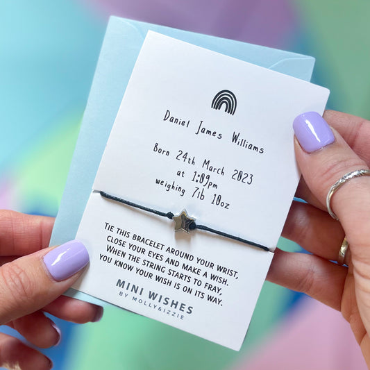 Personalised New Rainbow Baby Mini Wish Bracelet