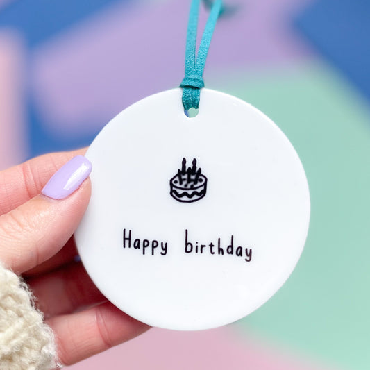 Happy Birthday Ceramic Disc Decoration