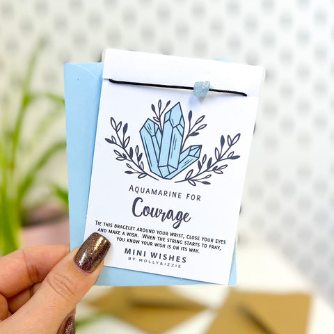 Aquamarine For Courage Crystal Mini Wish Bracelet