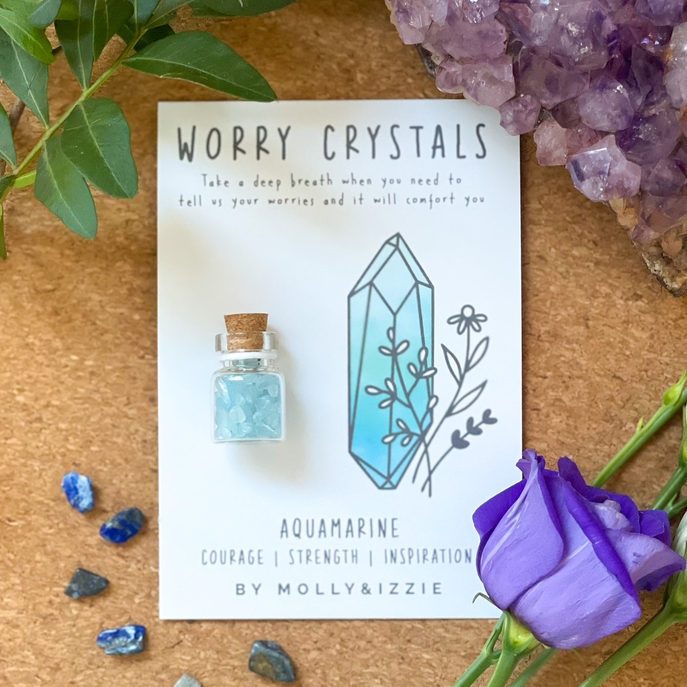 Aquamarine Worry Crystals