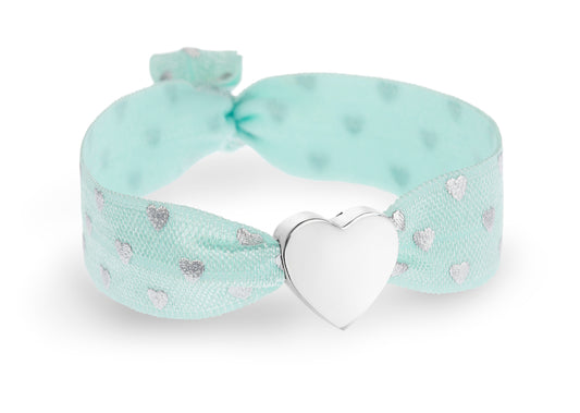 Soft Mint & Silver Hearts Metallic Print