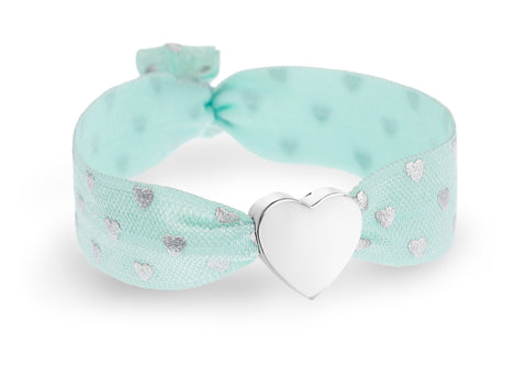 Soft Mint & Silver Hearts Metallic Print